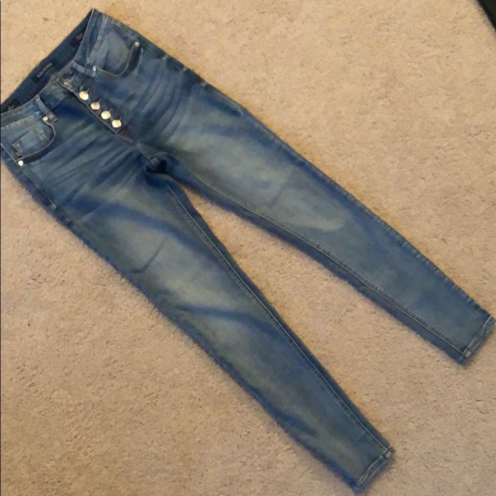 Vigoss High Rise Button Fly Skinny Jeans Medium Wash Blue Size 25